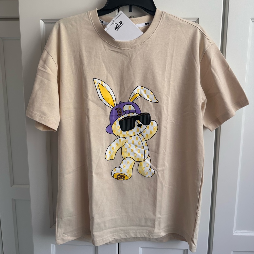 MLB Beige T-Shirt with Bunny Graphic